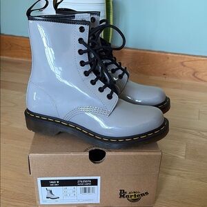 Dr. Martens Women's patent Gray Boots